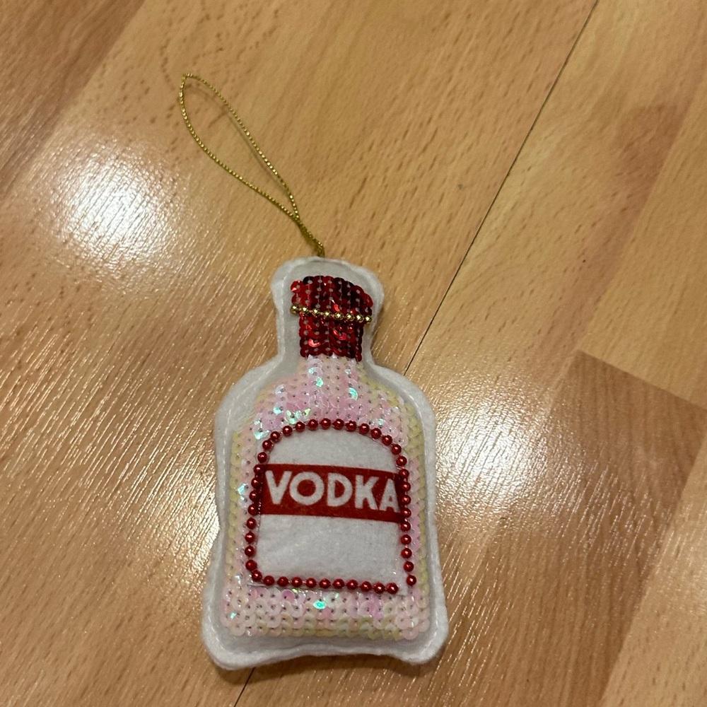 Super cute beaded and sequined ornament in white